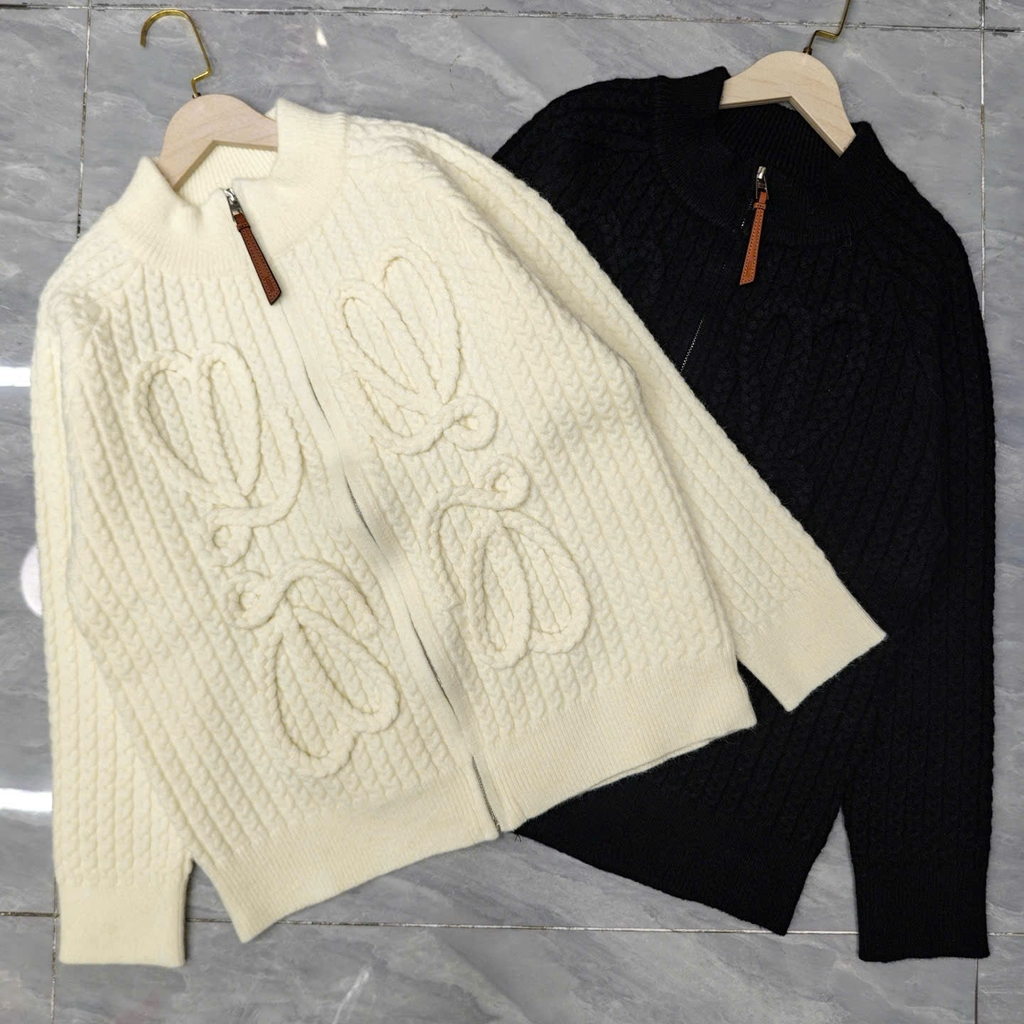 Áo khoác len có khóa kéo đệm