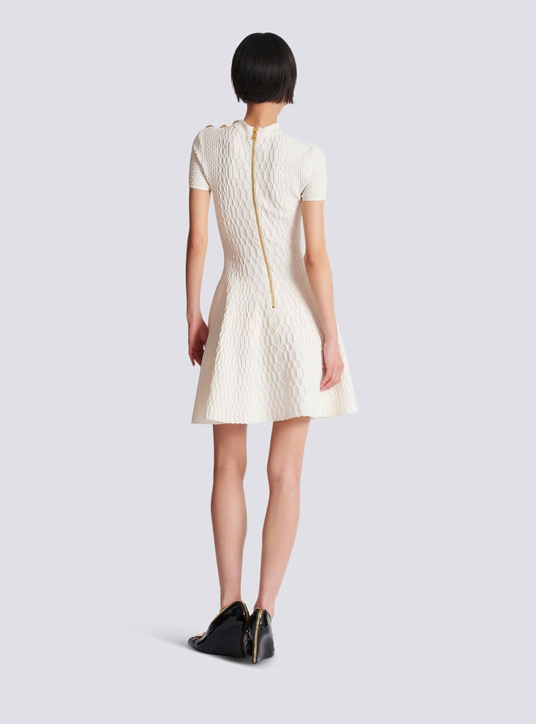 Flared crocodile-knit dress