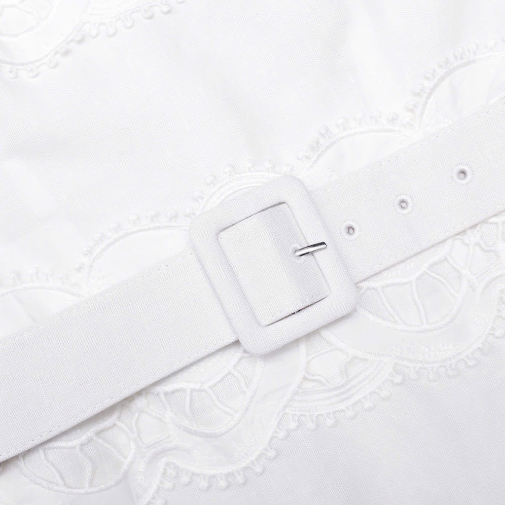 Váy Self-Portrait trắng ren 3D đuôi cá kèm belt