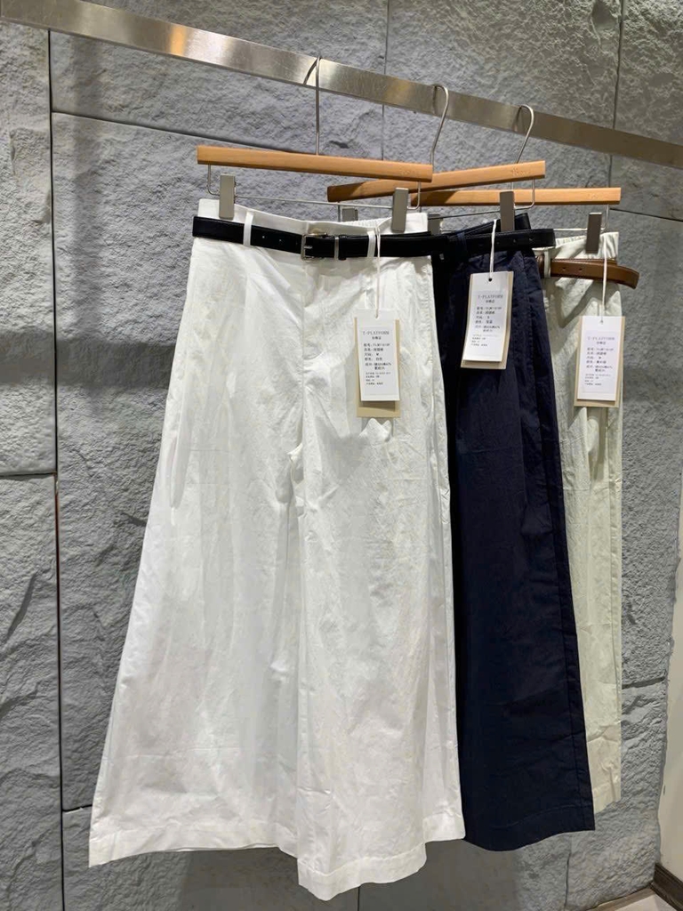 Quần khaki suông T-Flatform lưng chun kèm belt 3 màu (JW116169)