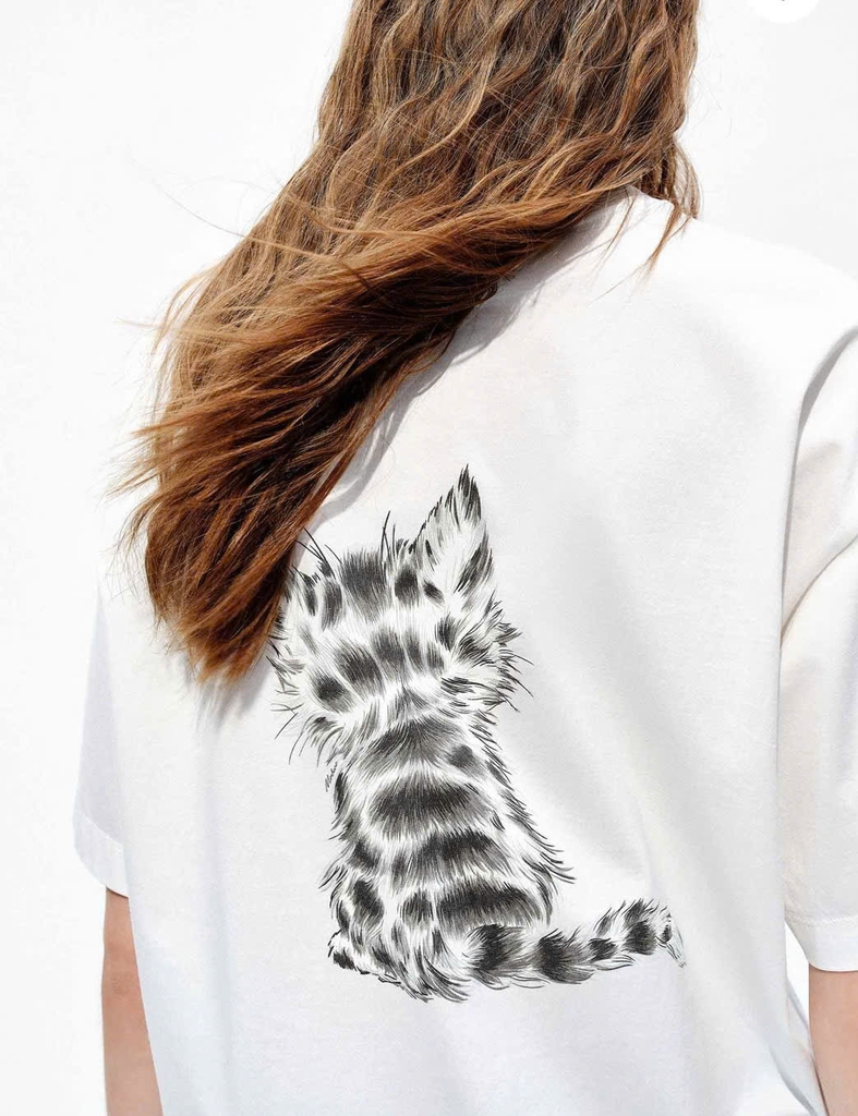ÁO THUN IN HÌNH MÈO BẰNG VẢI COTTON