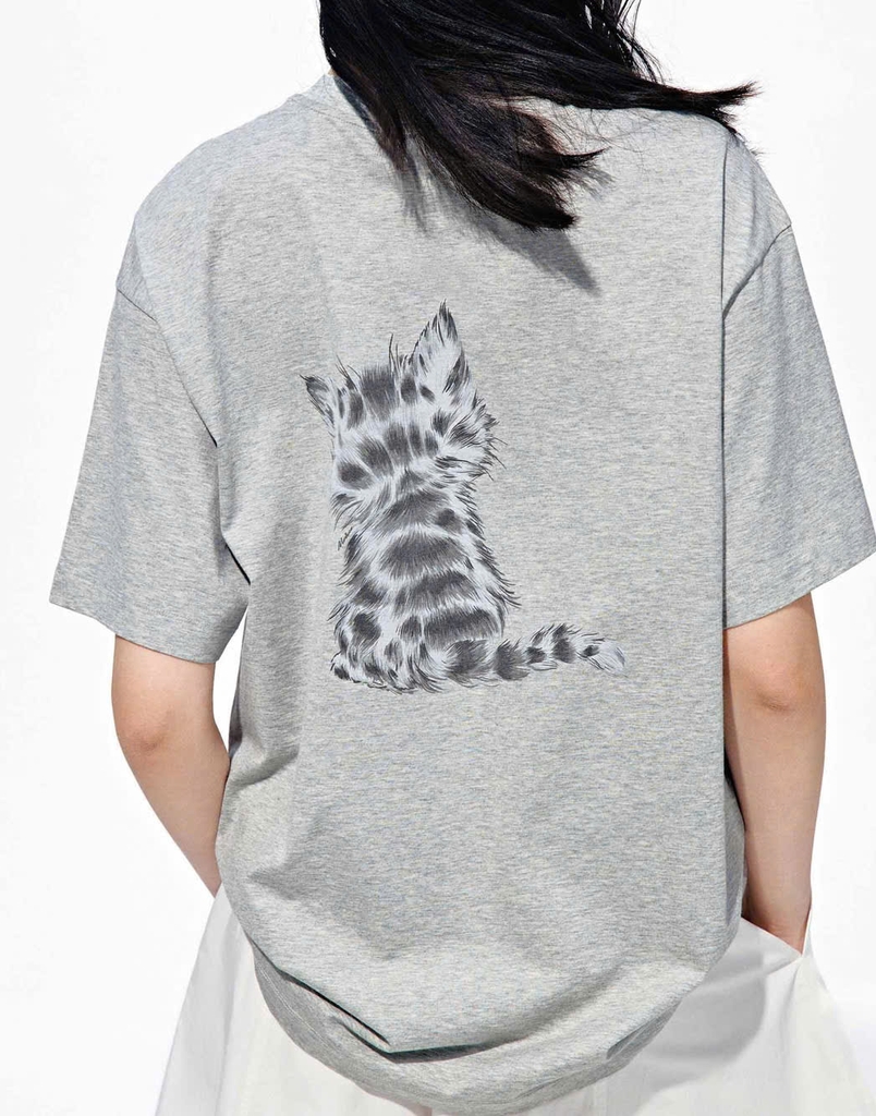 ÁO THUN IN HÌNH MÈO BẰNG VẢI COTTON