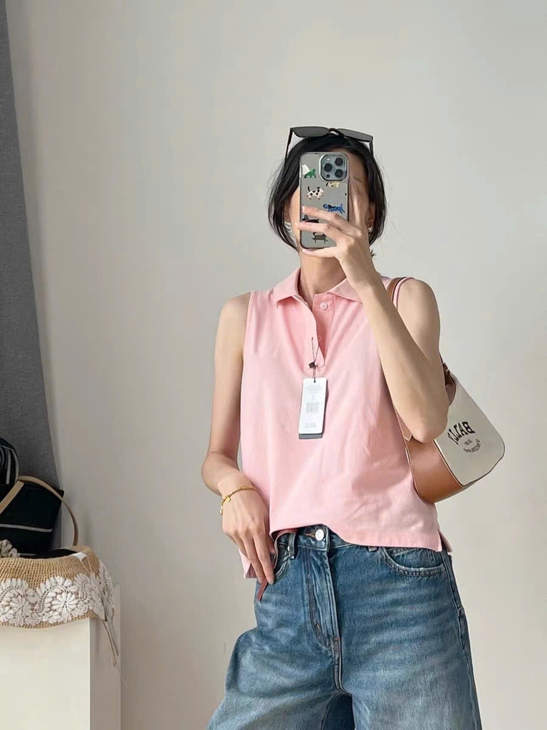 Áo sát nách Polo RL cổ bẻ 100% cotton 3 màu