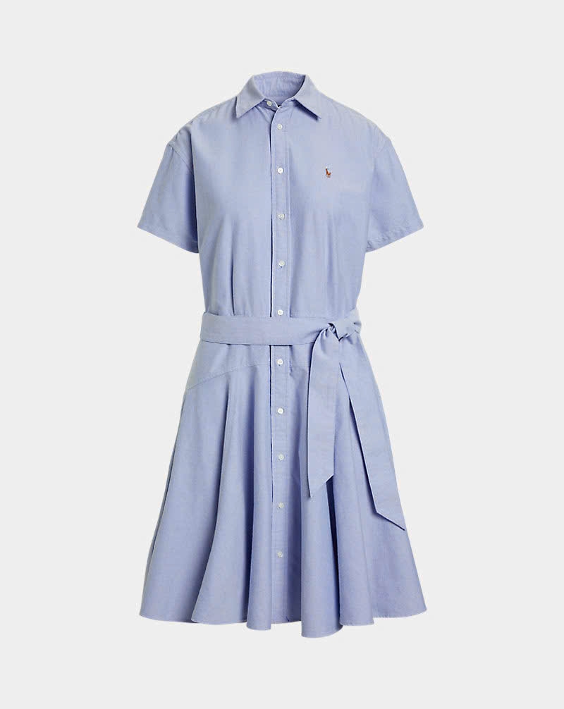 Đầm sơ mi tay ngắn bằng vải cotton Oxford