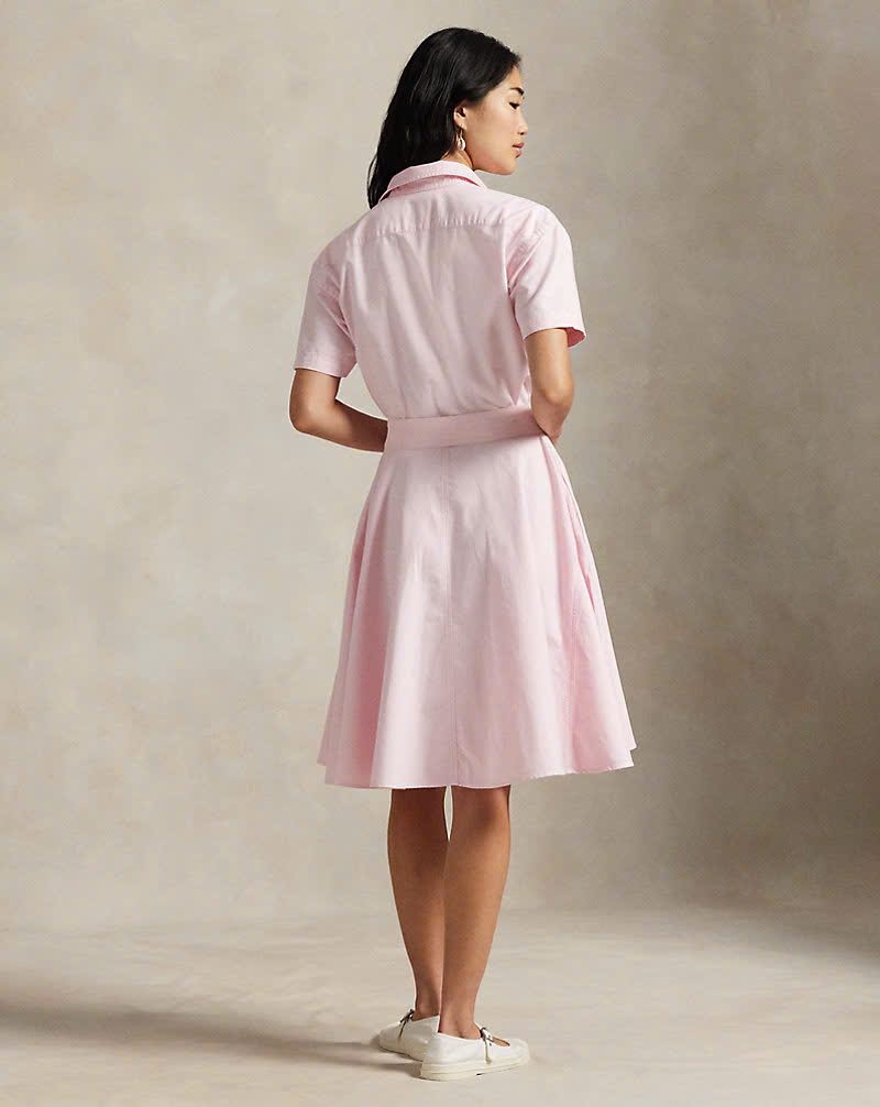 Đầm sơ mi tay ngắn bằng vải cotton Oxford