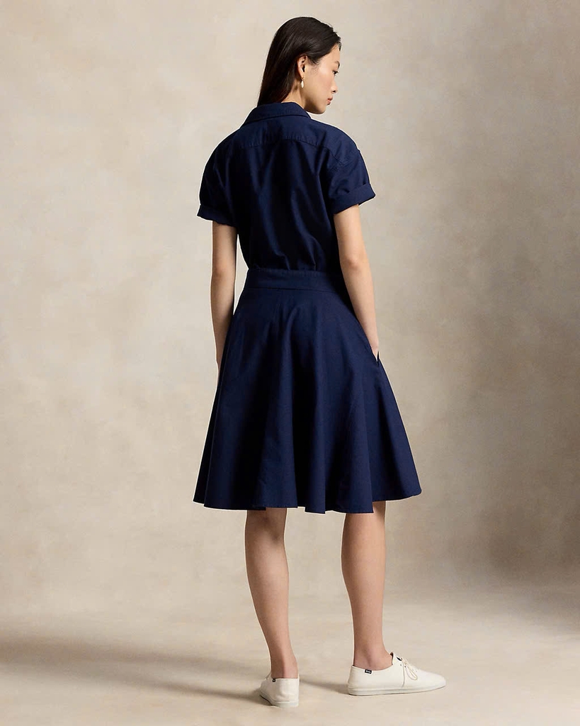 Đầm sơ mi tay ngắn bằng vải cotton Oxford