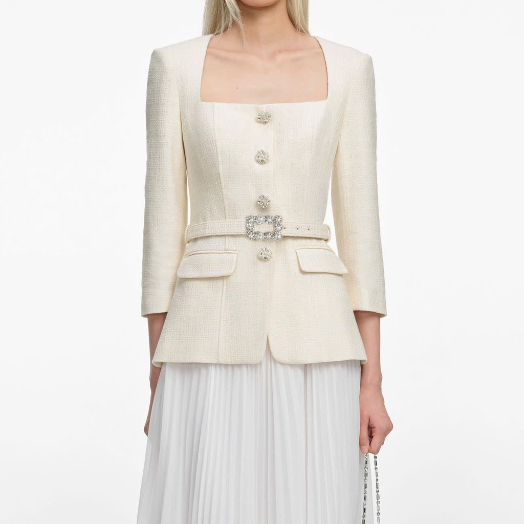 ĐẦM MIDI DÀI TAY BẰNG CHIFFON MÀU KEM