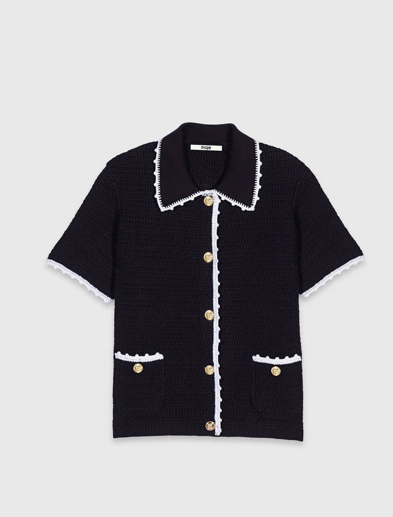 Áo khoác cardigan với viền móc