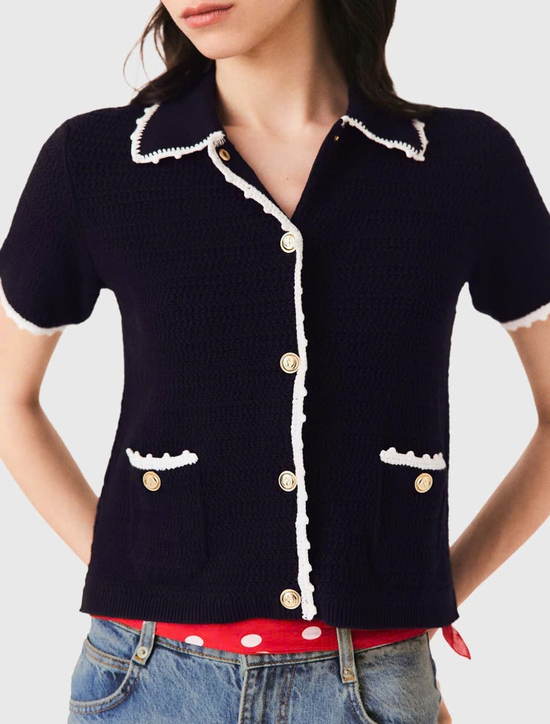 Áo khoác cardigan với viền móc