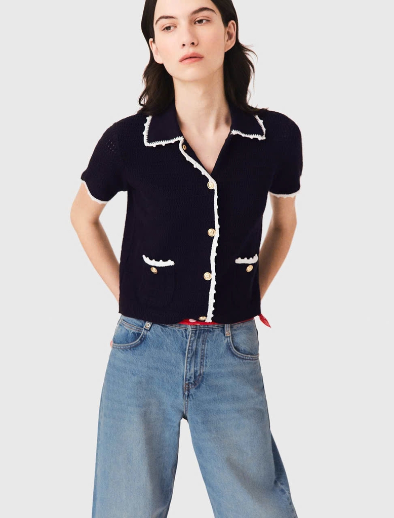 Áo khoác cardigan với viền móc