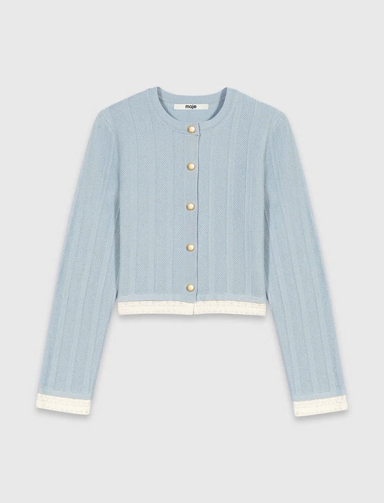 ÁO CARDIGAN VỚI VIỀN TƯƠNG PHẢN