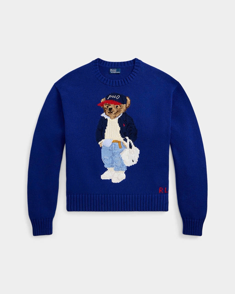 Áo len cổ tròn bằng cotton hiệu Polo Bear