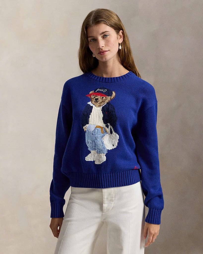 Áo len cổ tròn bằng cotton hiệu Polo Bear