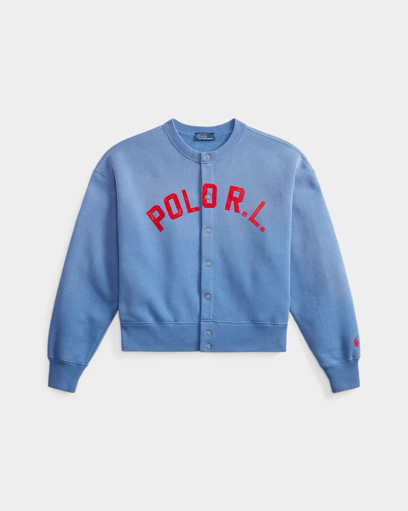 Áo khoác cardigan Polo RL cài nút bằng vải nỉ có logo