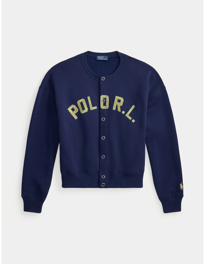 Áo khoác cardigan Polo RL cài nút bằng vải nỉ có logo
