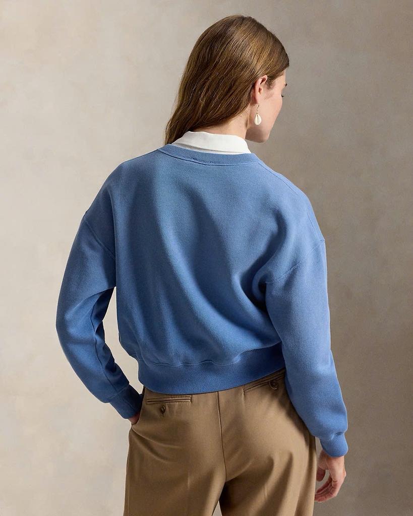 Áo khoác cardigan Polo RL cài nút bằng vải nỉ có logo