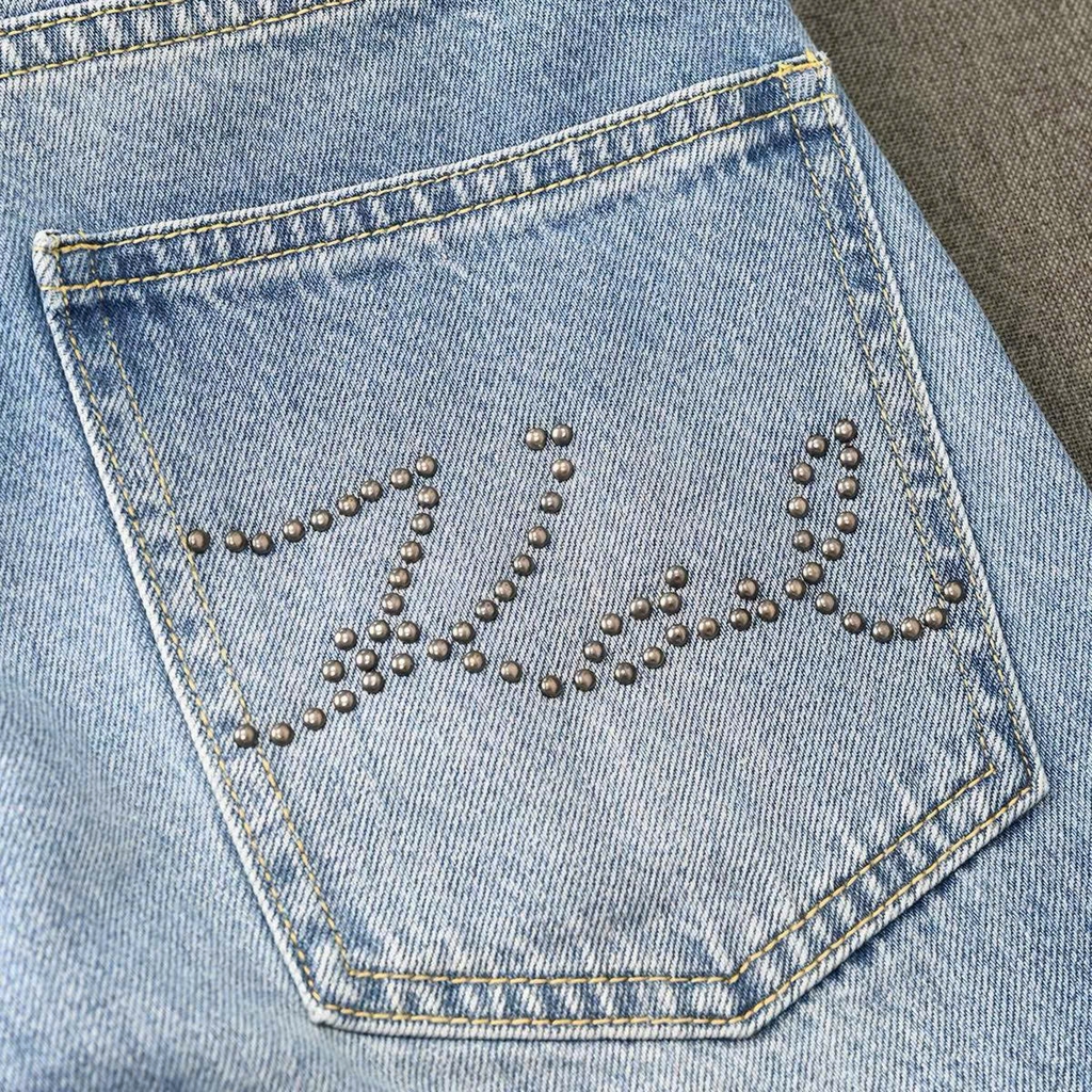 Quần denim KARL LAGERFELD suông  đinh tán dọc
