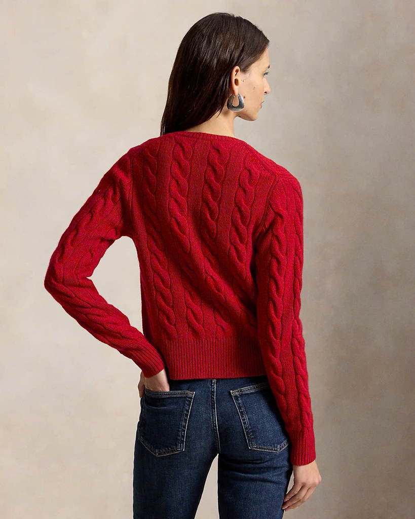 Áo khoác cardigan Polo RL len wool đan kiểu cáp