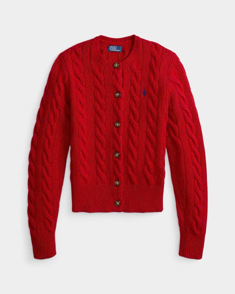 Áo khoác cardigan Polo RL len wool đan kiểu cáp