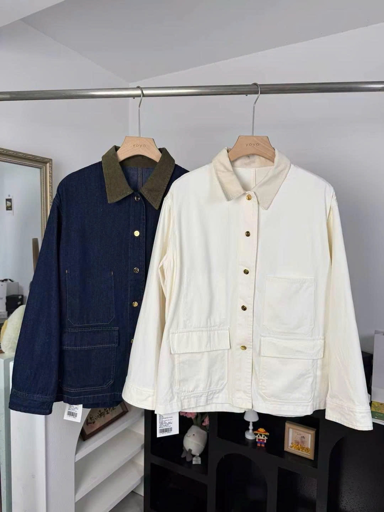Jacket COS cổ nhung tăm 3 túi trước dáng loose 2 màu