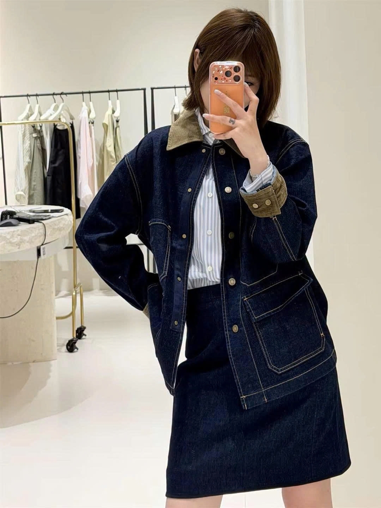 Jacket COS cổ nhung tăm 3 túi trước dáng loose 2 màu