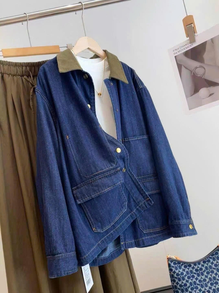 Jacket COS cổ nhung tăm 3 túi trước dáng loose 2 màu