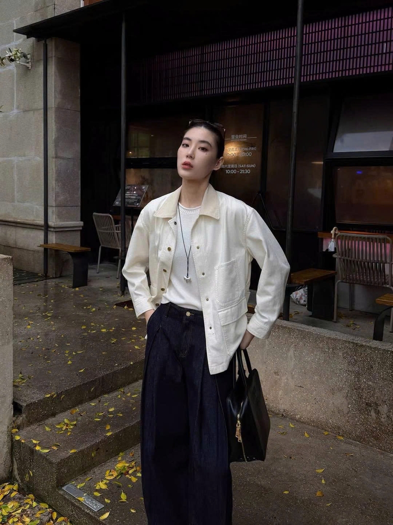 Jacket COS cổ nhung tăm 3 túi trước dáng loose 2 màu