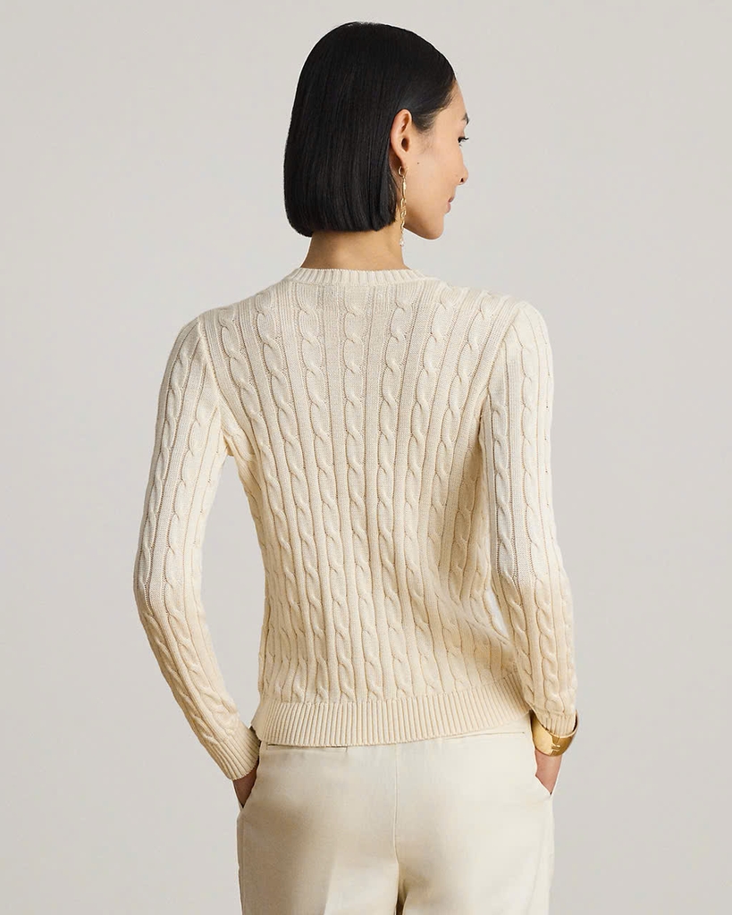 Áo khoác cardigan POLO RL dệt kim kiểu cáp, chất liệu cotton pha
