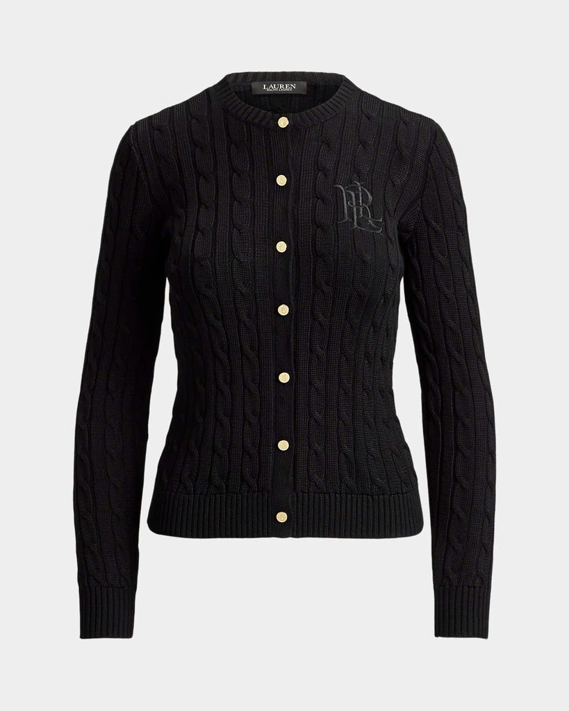 Áo khoác cardigan POLO RL dệt kim kiểu cáp, chất liệu cotton pha