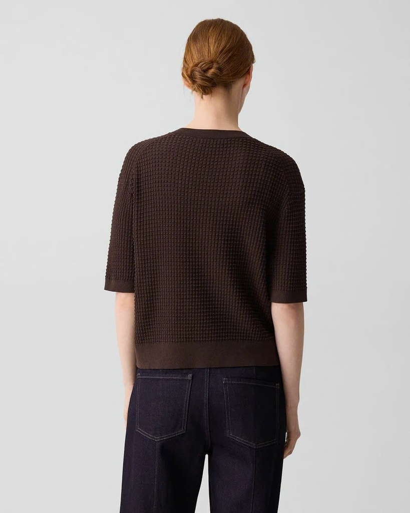 Áo khoác cardigan THEORY dệt kiểu waffle bằng chất liệu cotton hữu cơ pha