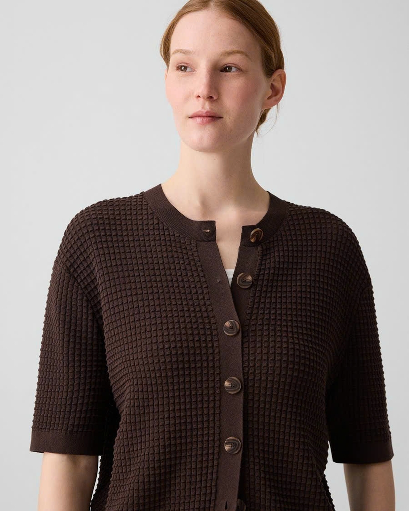 Áo khoác cardigan THEORY dệt kiểu waffle bằng chất liệu cotton hữu cơ pha
