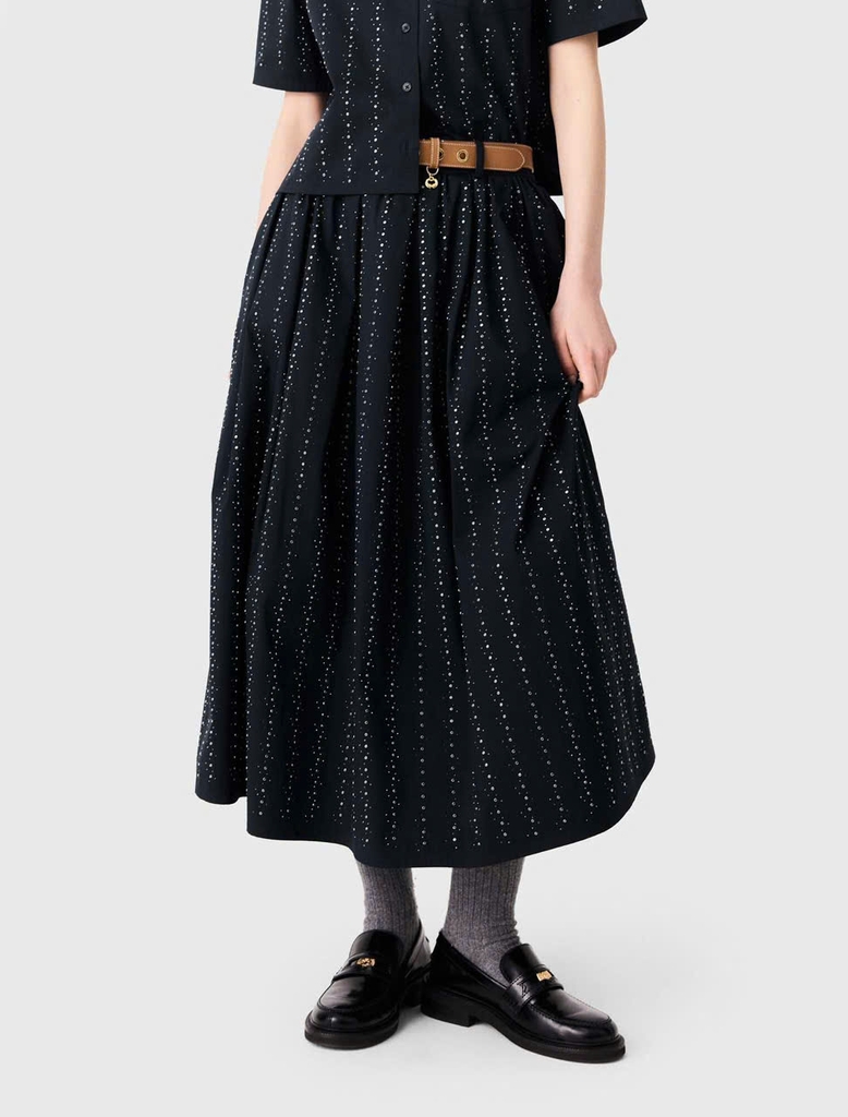VÁY DÀI MAJE BẰNG VẢI COTTON ĐÍNH ĐÁ