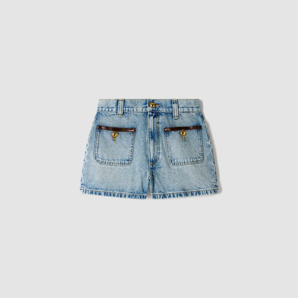 QUẦN SHORT SANDRO DENIM PHỐI DA