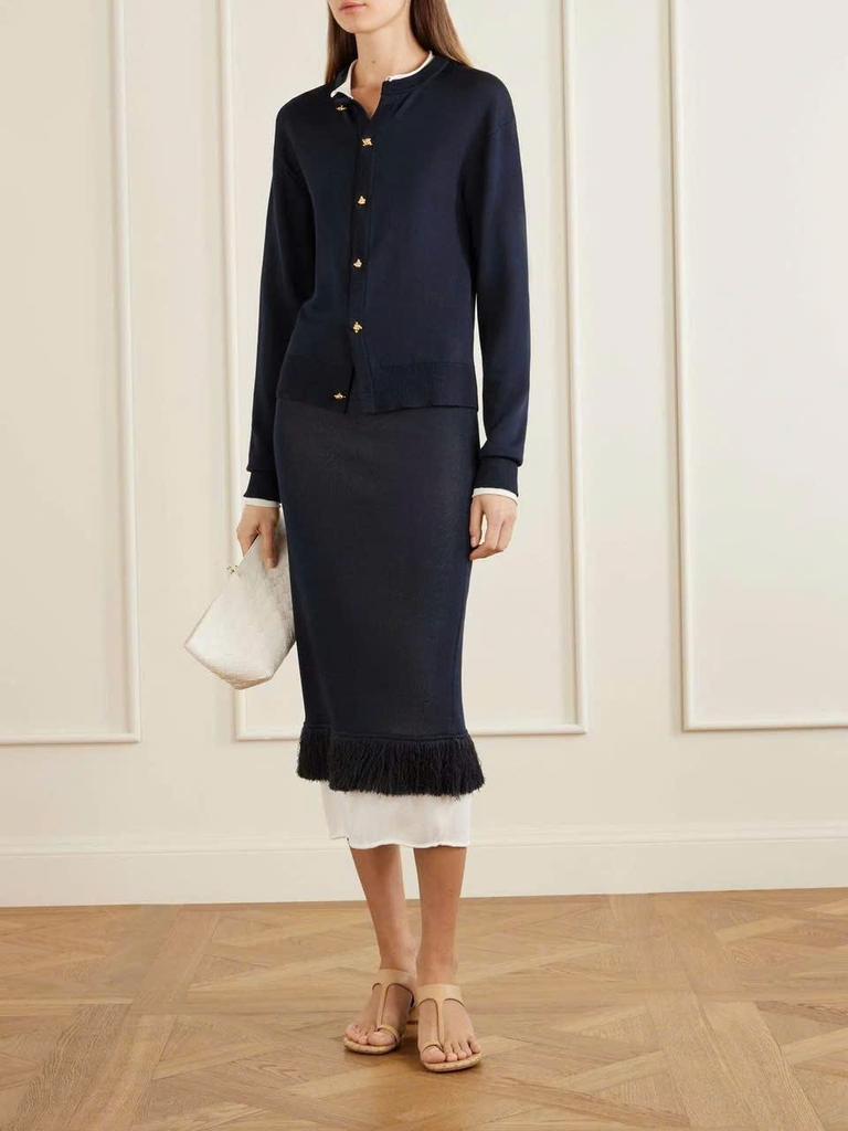 CDG 100% wool viền trắng khuy vàng