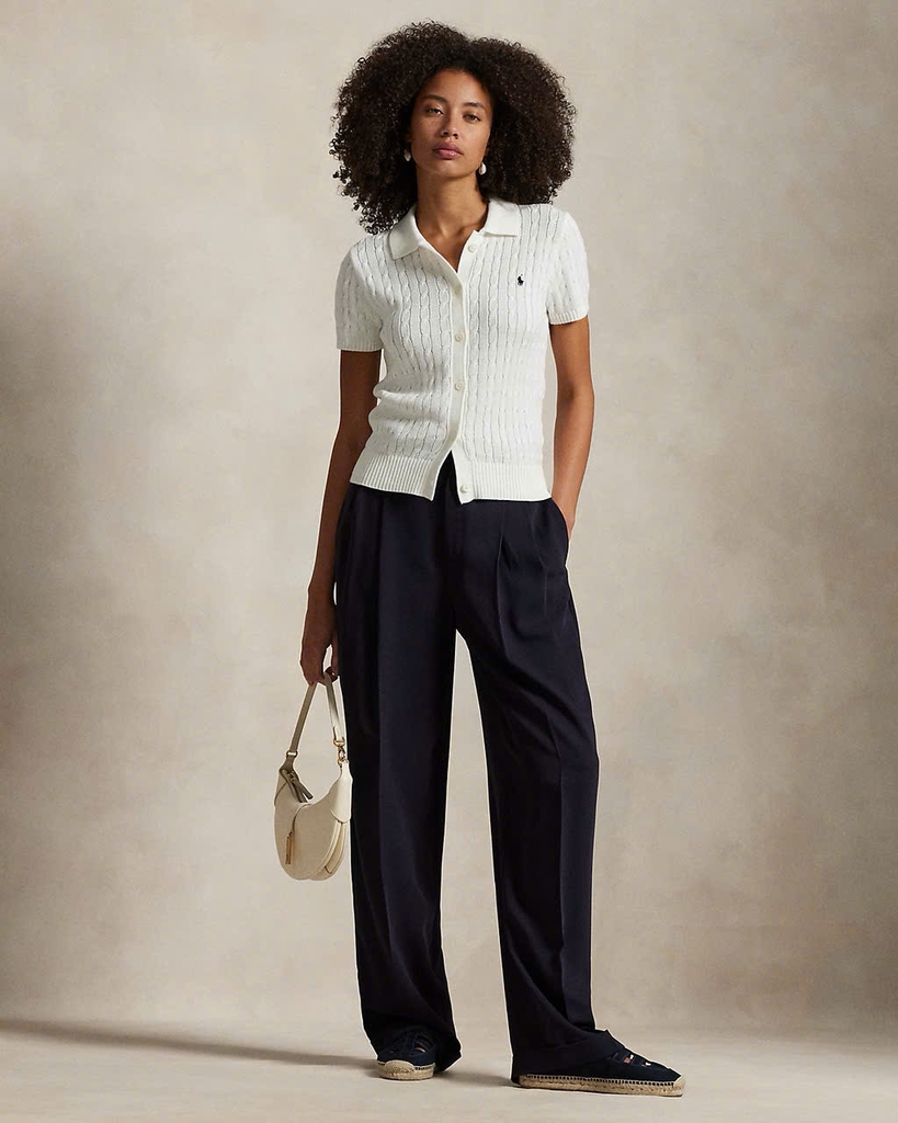 Áo khoác Polo RL tay ngắn bằng vải cotton dệt kim