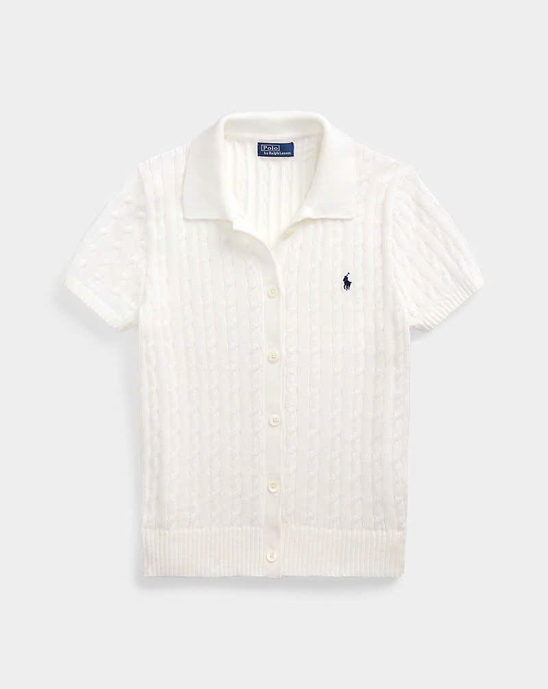 Áo khoác Polo RL tay ngắn bằng vải cotton dệt kim