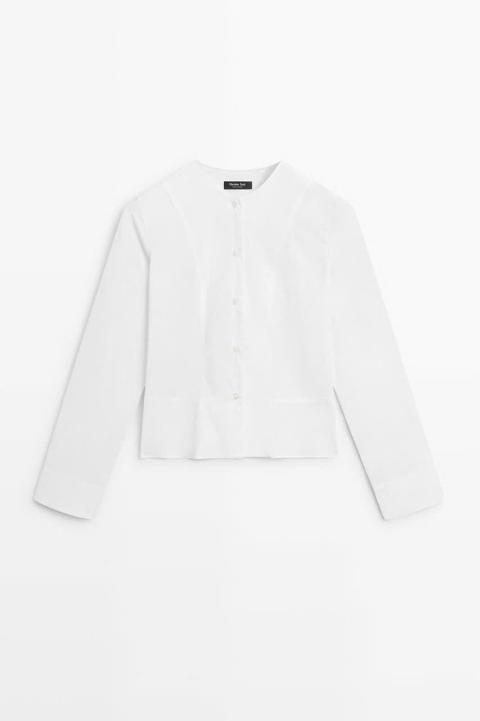 Áo sơ mi MASSIMO DUTTI poplin phối chi tiết cổ áo
