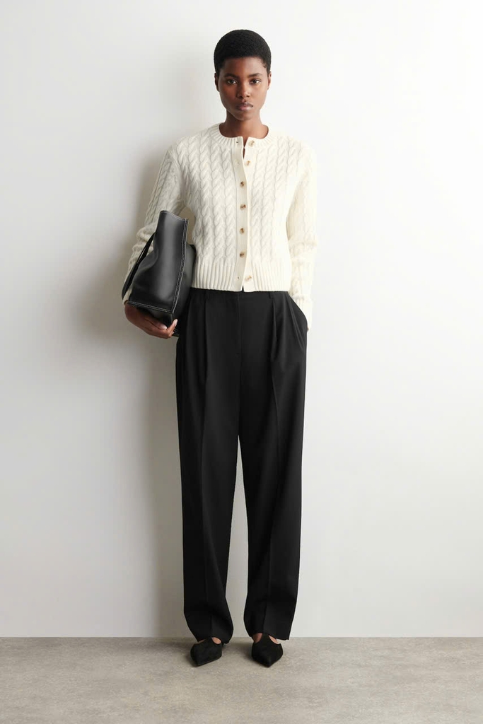 ÁO KHOÁC CARDIGAN COS LEN MERINO DỆT KIM KIỂU DÂY CÁP