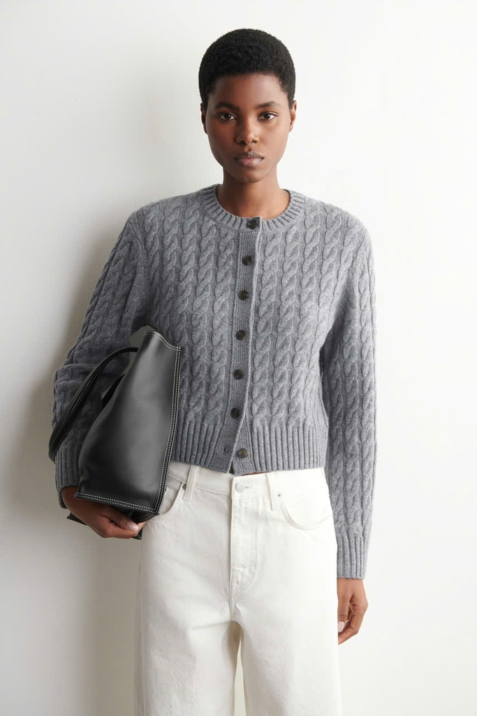ÁO KHOÁC CARDIGAN COS LEN MERINO DỆT KIM KIỂU DÂY CÁP