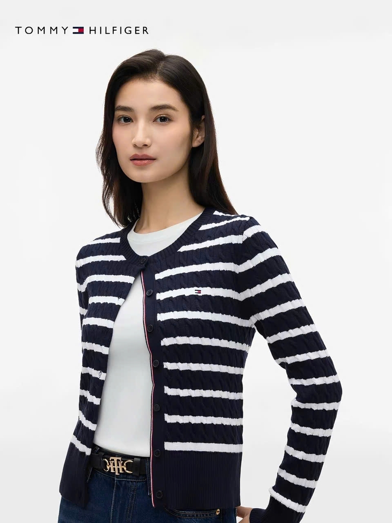 Áo CDG Tommy kẻ ngang cổ tròn 2 màu