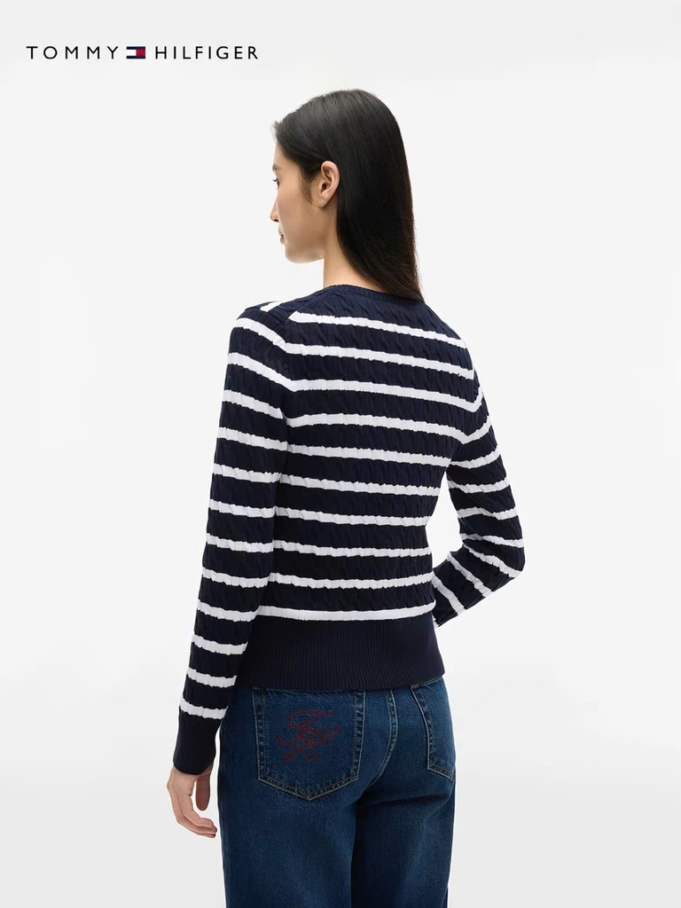 Áo CDG Tommy kẻ ngang cổ tròn 2 màu