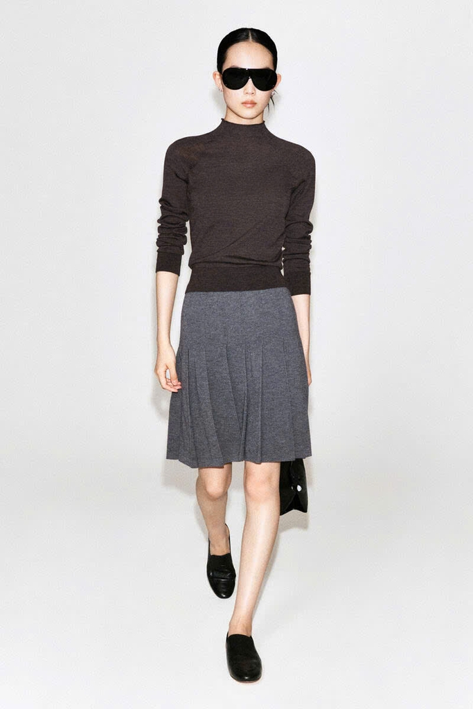 CHÂN VÁY MIDI COS XẾP LY BẰNG LEN MERINO