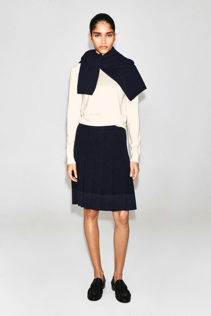 CHÂN VÁY MIDI COS XẾP LY BẰNG LEN MERINO