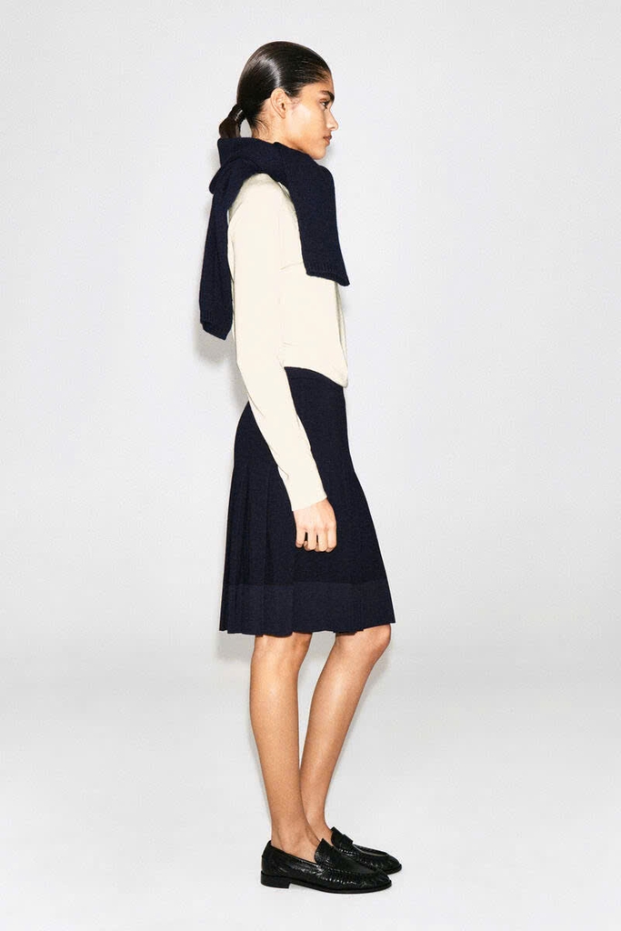 CHÂN VÁY MIDI COS XẾP LY BẰNG LEN MERINO