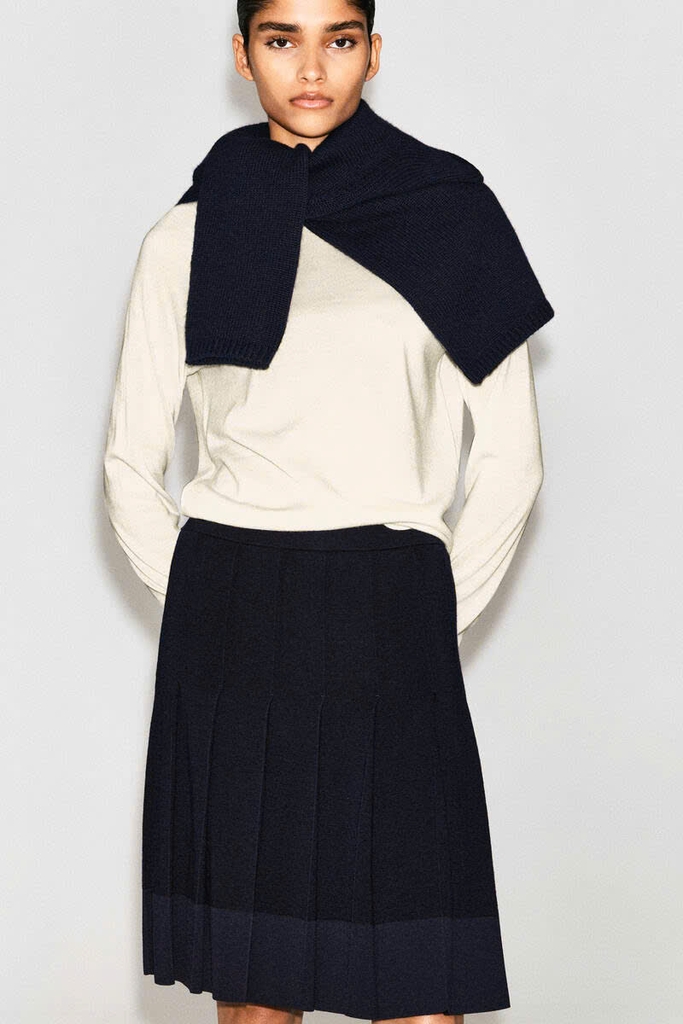 CHÂN VÁY MIDI COS XẾP LY BẰNG LEN MERINO