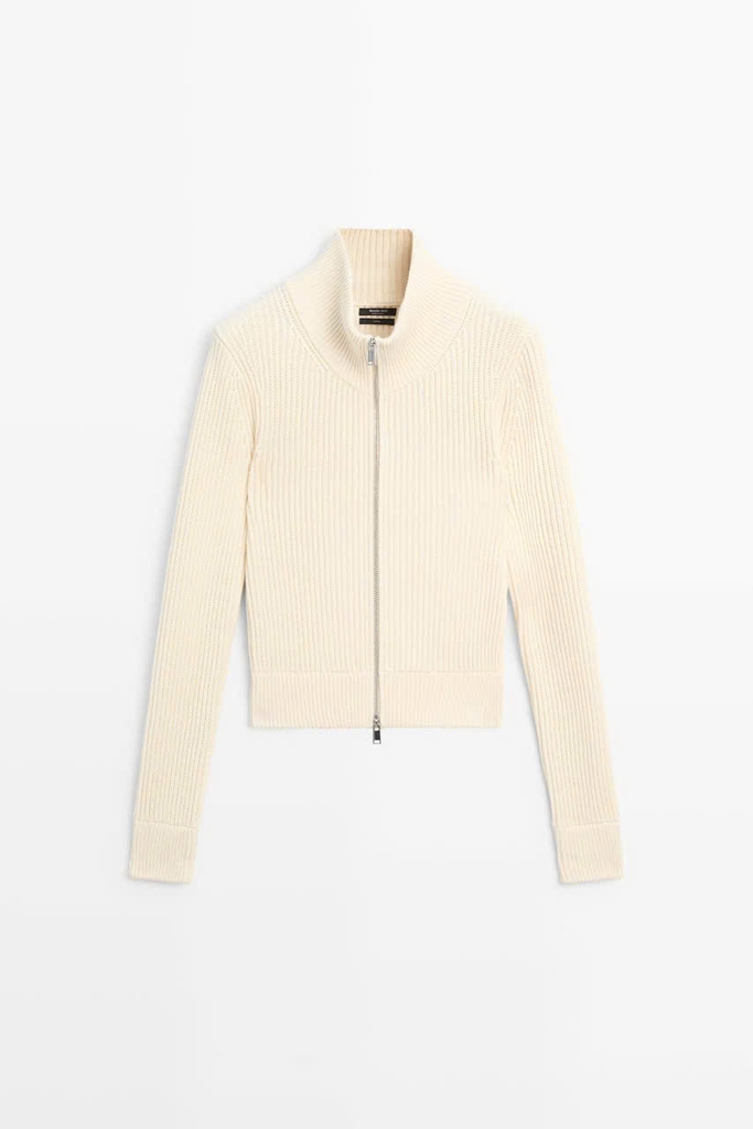 Áo khoác cardigan MASSIMO DUTTI dệt kiểu Purl từ 100% cotton