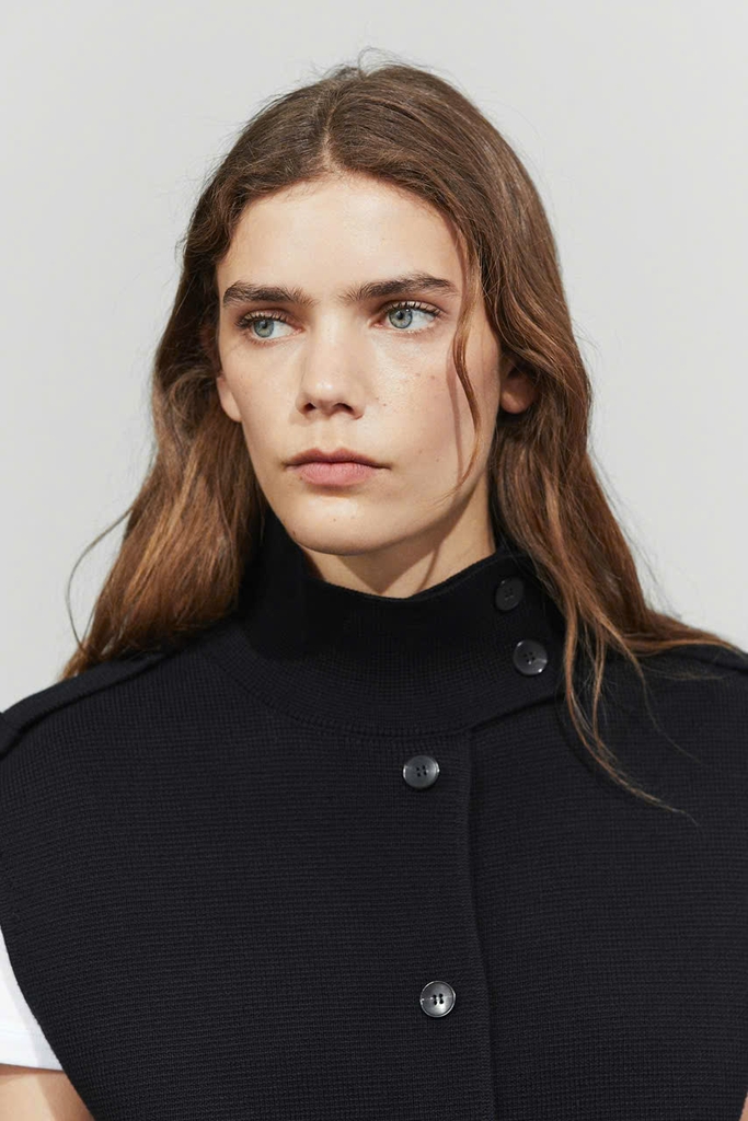 Áo gile MASSIMO DUTTI dệt kim cổ cao 100% cotton