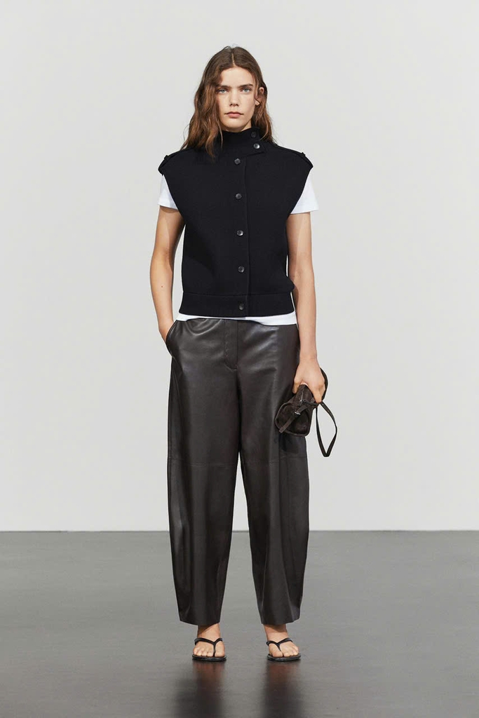 Áo gile MASSIMO DUTTI dệt kim cổ cao 100% cotton