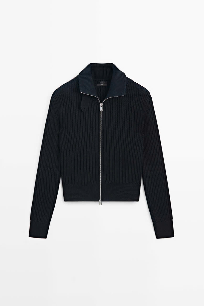 Áo khoác cardigan MASSIMO DUTTI dệt kiểu Purl từ 100% cotton