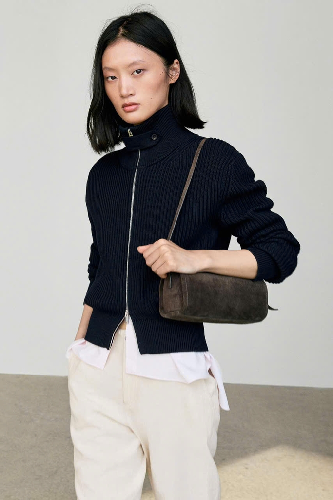 Áo khoác cardigan MASSIMO DUTTI dệt kiểu Purl từ 100% cotton